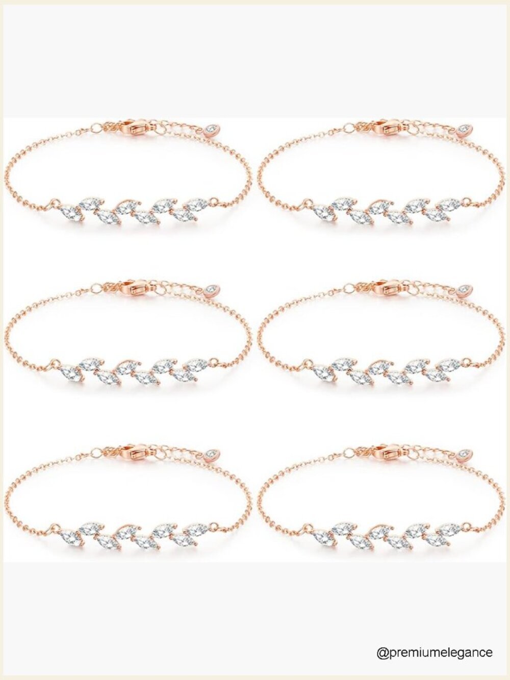 6 Piece Bridesmaid Bracelet Set Adjustable Crystal Link Bracelets Wedding Party